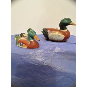 Vintage Jasco Ceramic Duck Lint Remover Brush Mallard Figurine Decoy With 2 Xtra